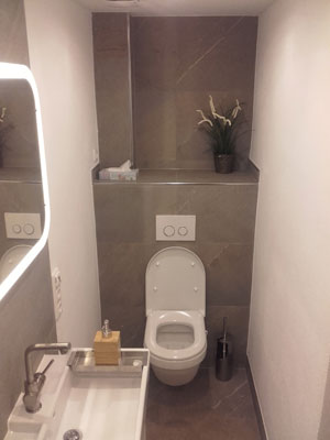 Toilette mit Fubodenheizung